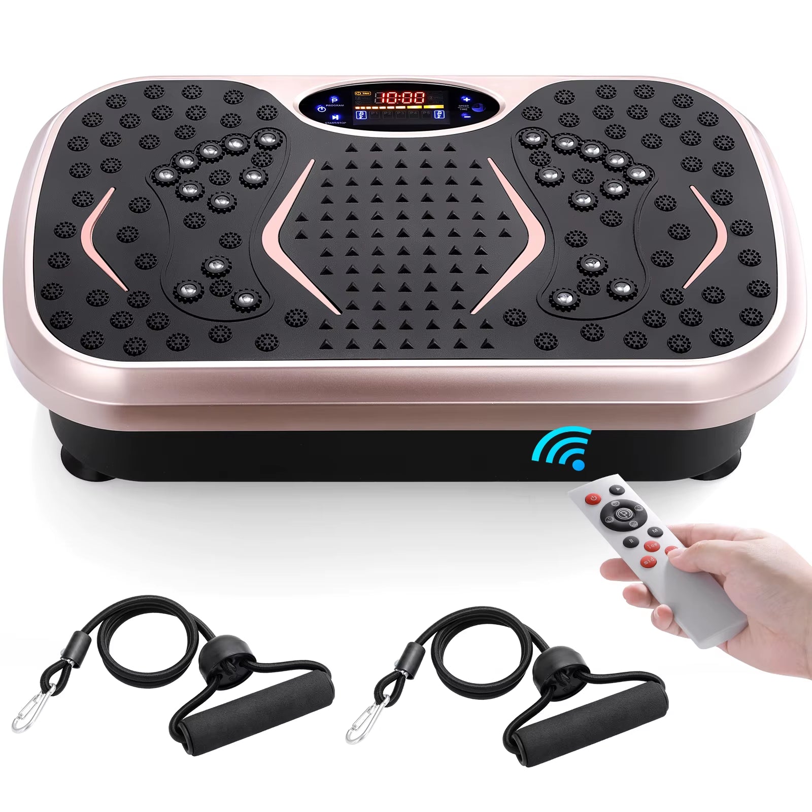 Vibration Plate Exercise Machine - Whole Body Workout Vibration Fitness Platform W/ Loop Bands - Home Training Equipment