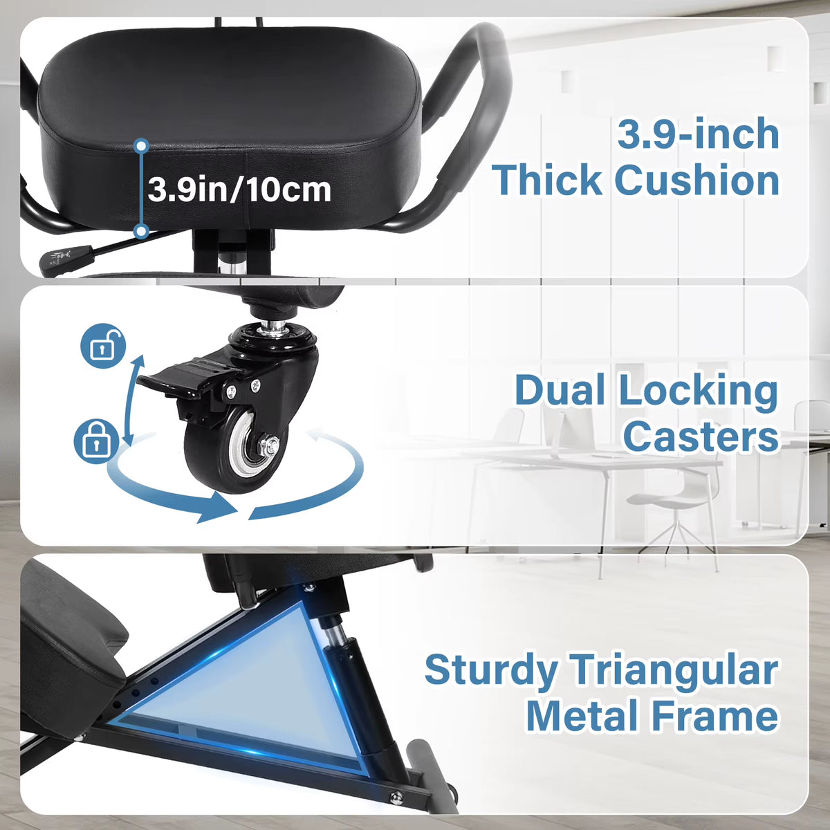 Height Adjustable Kneeling Chair with Back Support for Adults and Children