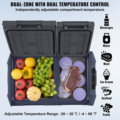 Succebuy Car Refrigerator 12 Volt Car Refrigerator Fridge 40 L Dual Zone -4℉-68℉12/24V DC 100-240V AC for Outdoor Camping RV