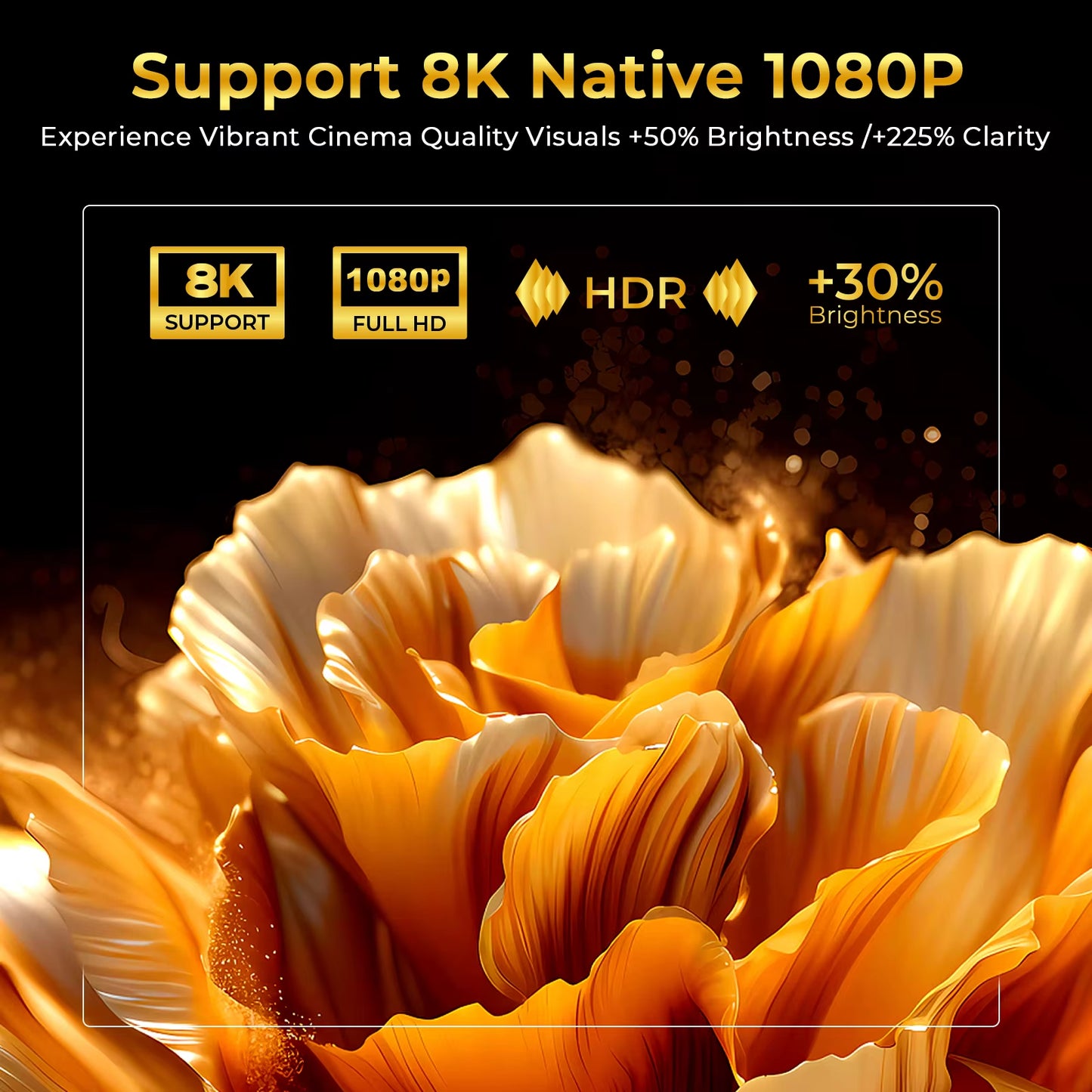 8K Support Ultra High Definition Projector with Android 14 OS, Native1080P 1000ANSI Built-In Apps, Auto Focus & Keystone Beammer