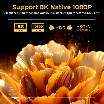 8K Support Ultra High Definition Projector with Android 14 OS, Native1080P 1000ANSI Built-In Apps, Auto Focus & Keystone Beammer