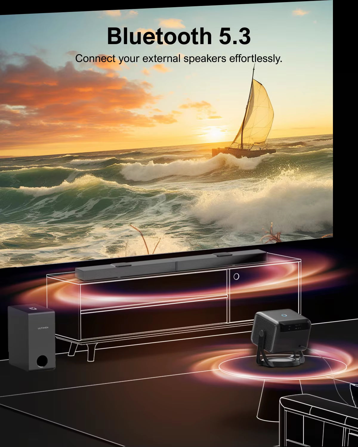 1080P Full HD Projector 4K Portable with 90° Gimbal Smart Android 11.0 5G Wifi Bluetooth Home Theater Projectors