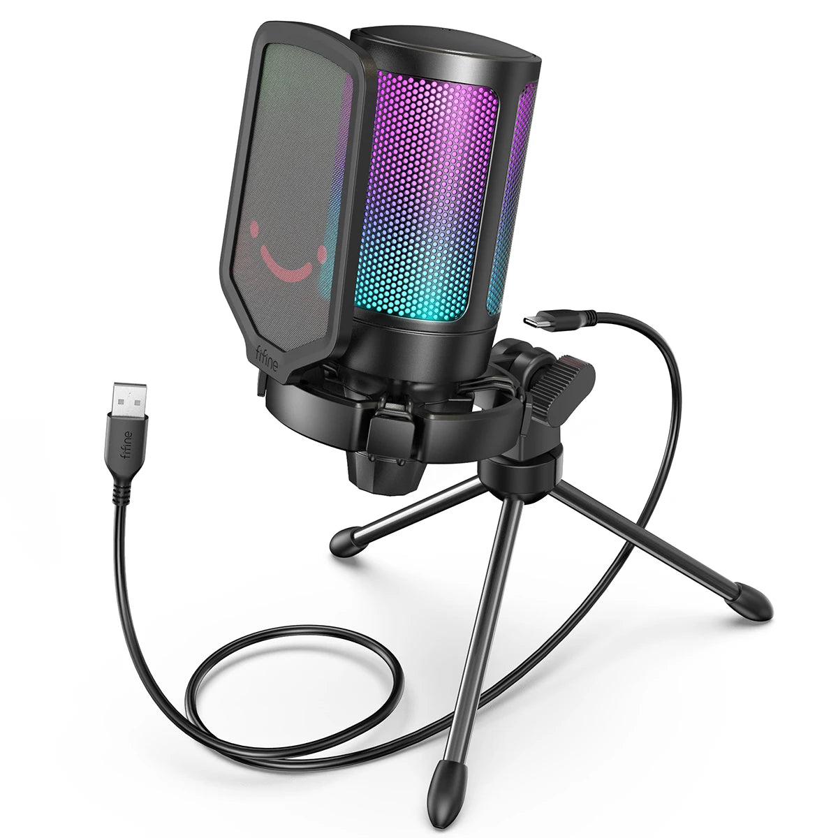 FIFINE Ampligame USB Condenser Microphone for Gaming and Streaming with Pop Filter, Shock Mount, and Gain Control for PC/MAC