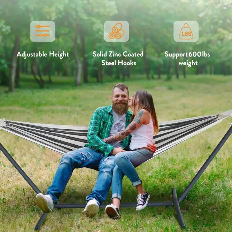 Gyroor Adjustable Hammock Stand - 600 lb Capacity Stylish Hammock Bed with Storage Bag for Outdoor Relaxation