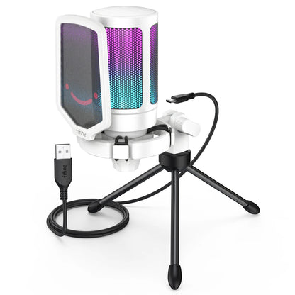 FIFINE Ampligame USB Condenser Microphone for Gaming and Streaming with Pop Filter, Shock Mount, and Gain Control for PC/MAC