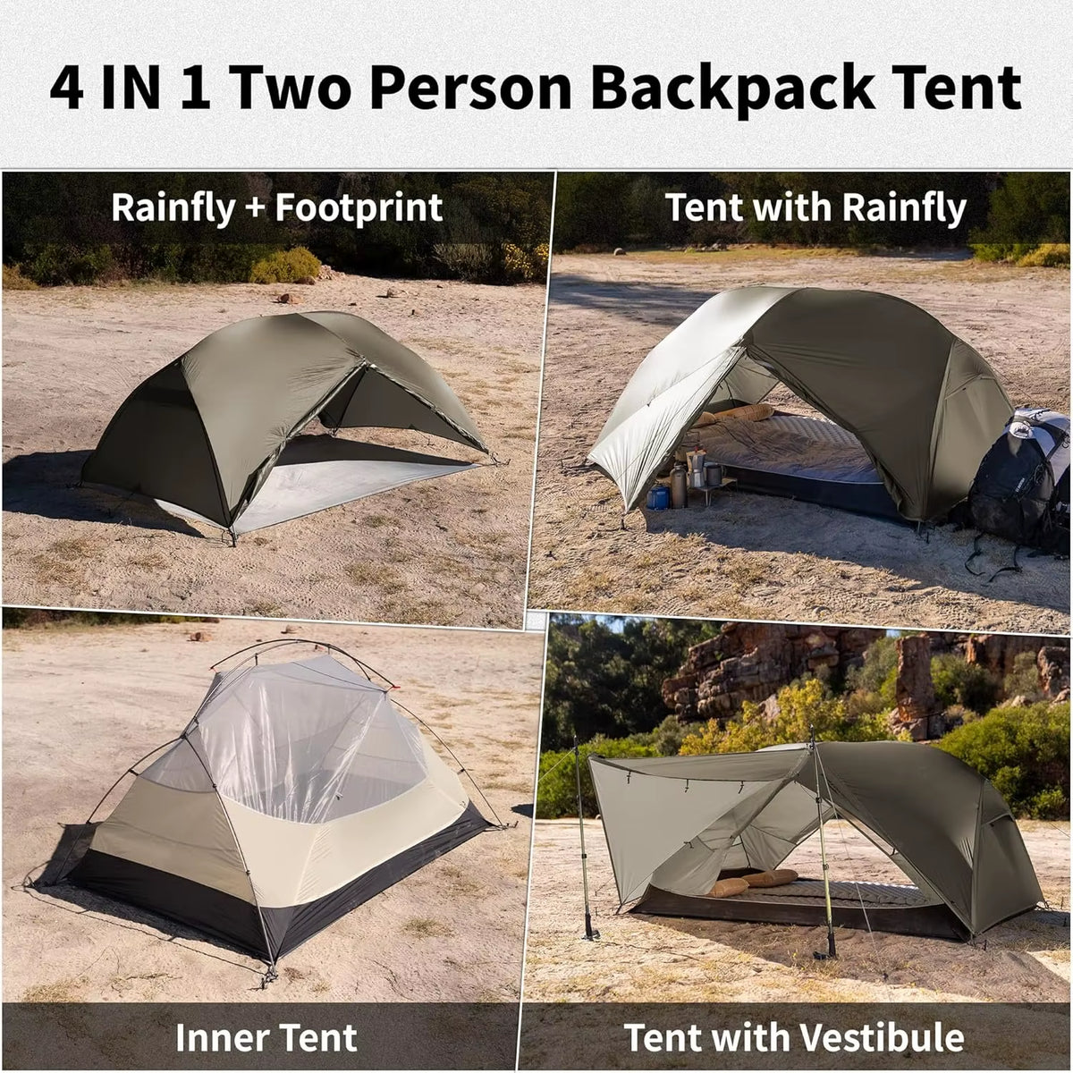 Naturehike Mongar PRO Ultralight Waterproof Tent for 1-3 Persons - 20D Nylon Camping and Backpacking Solution