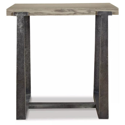 Dalenville Contemporary Square End Table in Black, Gray, Brown, and Beige - Aluminum and Veneer Accent Table