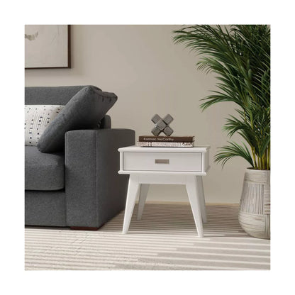 Tierney Mid Century End Table White