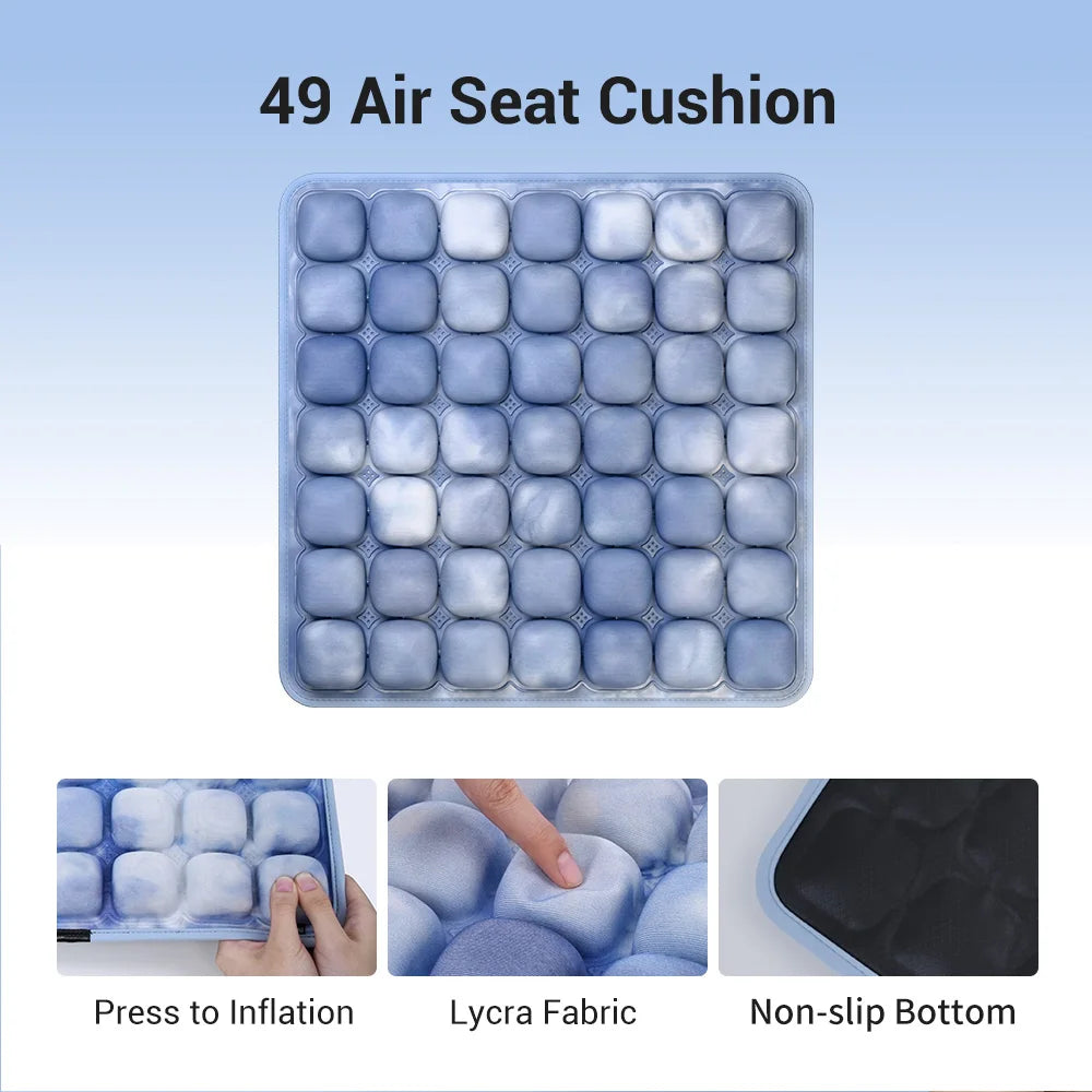 49-Cell Air Seat Cushion for Office, Home, and Outdoor Use with Transparent Matte-Finish Carry Bag