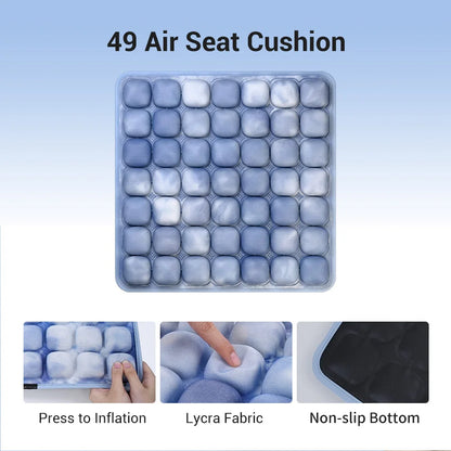 49-Cell Air Seat Cushion for Office, Home, and Outdoor Use with Transparent Matte-Finish Carry Bag