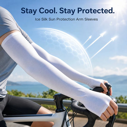 Ice Silk Sun Protection Sleeves - Nylon Fabric, SPF 50+, Enhanced Breathability, 99% UV Protection for Cycling and Sports