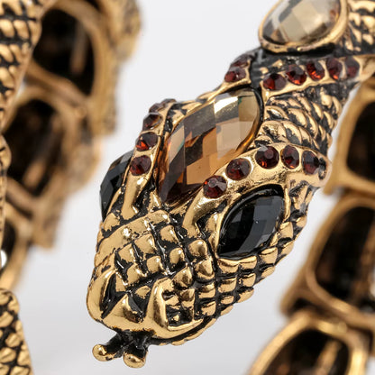 YACQ Stretch Snake Bracelet Armlet Upper Arm Cuff Women Punk Rock Crystal Bangle Jewelry Gold Silver Color Dropshipping A32