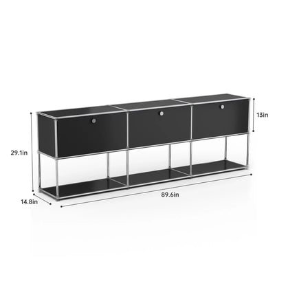 Contemporary Stainless Steel Storage Cabinet and TV Stand for Living Room and Home Office