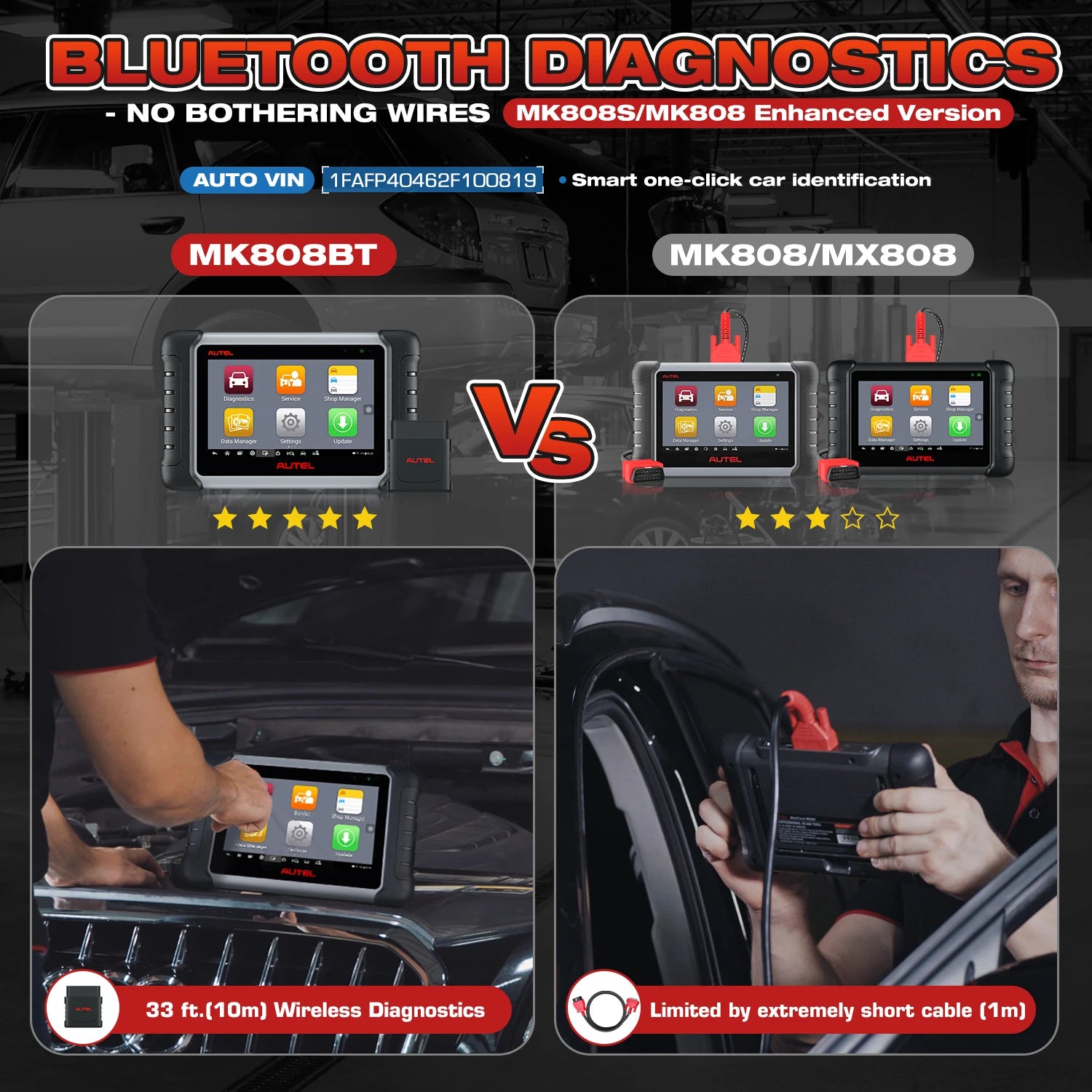 Autel Maxicom MK808BT PRO Car Bi-Directional Diagnostic Tools OBD2 Scanner Code Reader All System Diagnosis PK MX808S MK808S