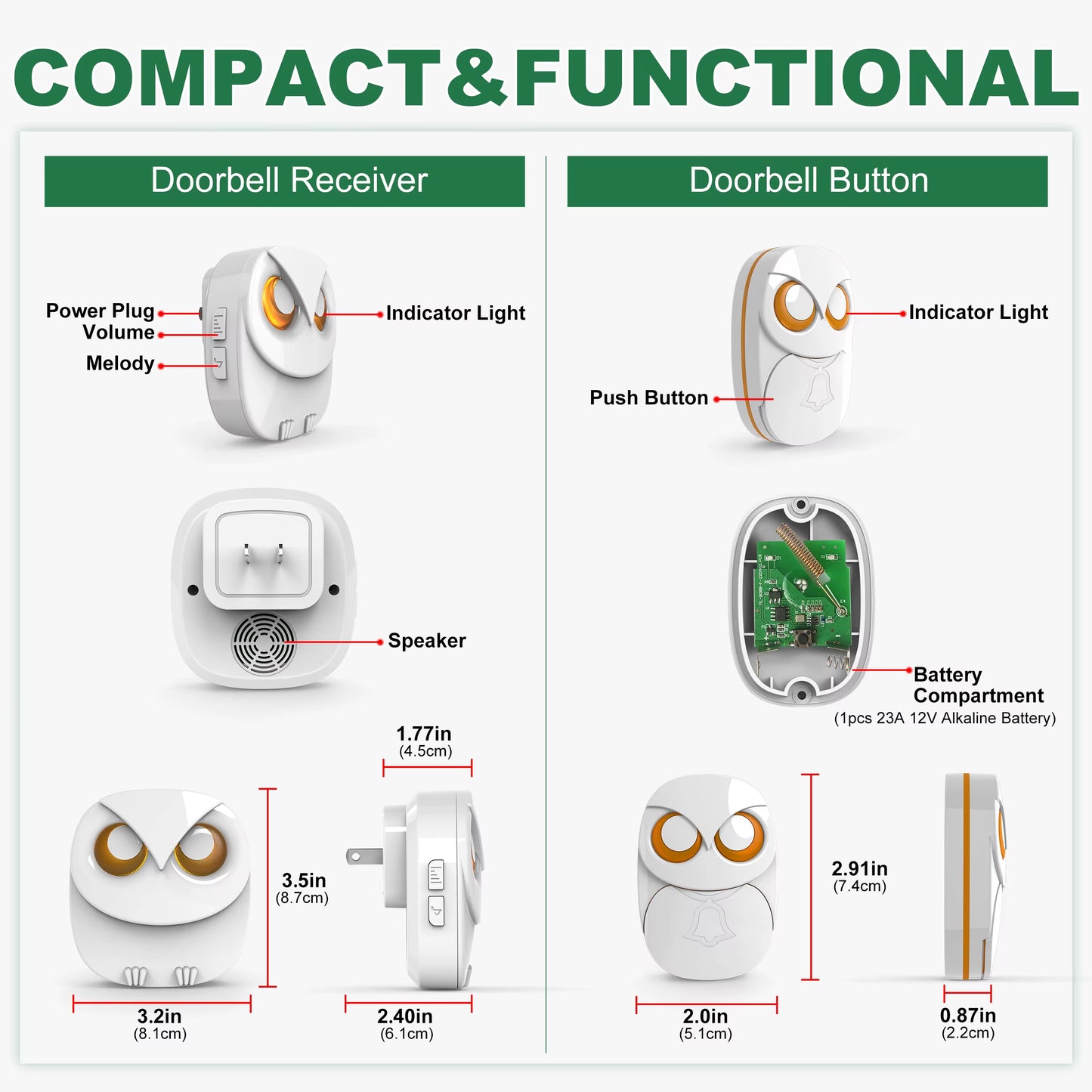 Wireless Doorbell Chime - 300 Meters Long Range Wireless Doorbell Waterproof Outdoor Home Intelligent Door Bell Chime