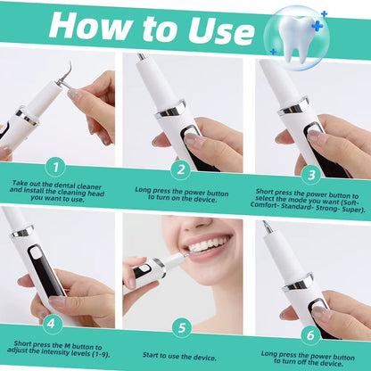 Ultrasonic Dental Scaler with LED Light - 5 Modes Tartar Removal Tool for Home Oral Care