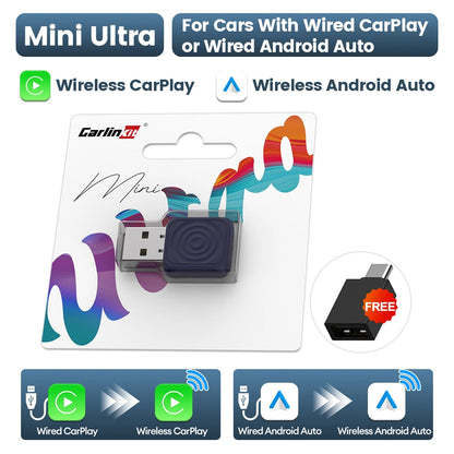 Carlinkit 5.0 Mini Ultra & Mini 5 Pro Wireless Adapter for Seamless Wireless CarPlay and Android Auto Connectivity