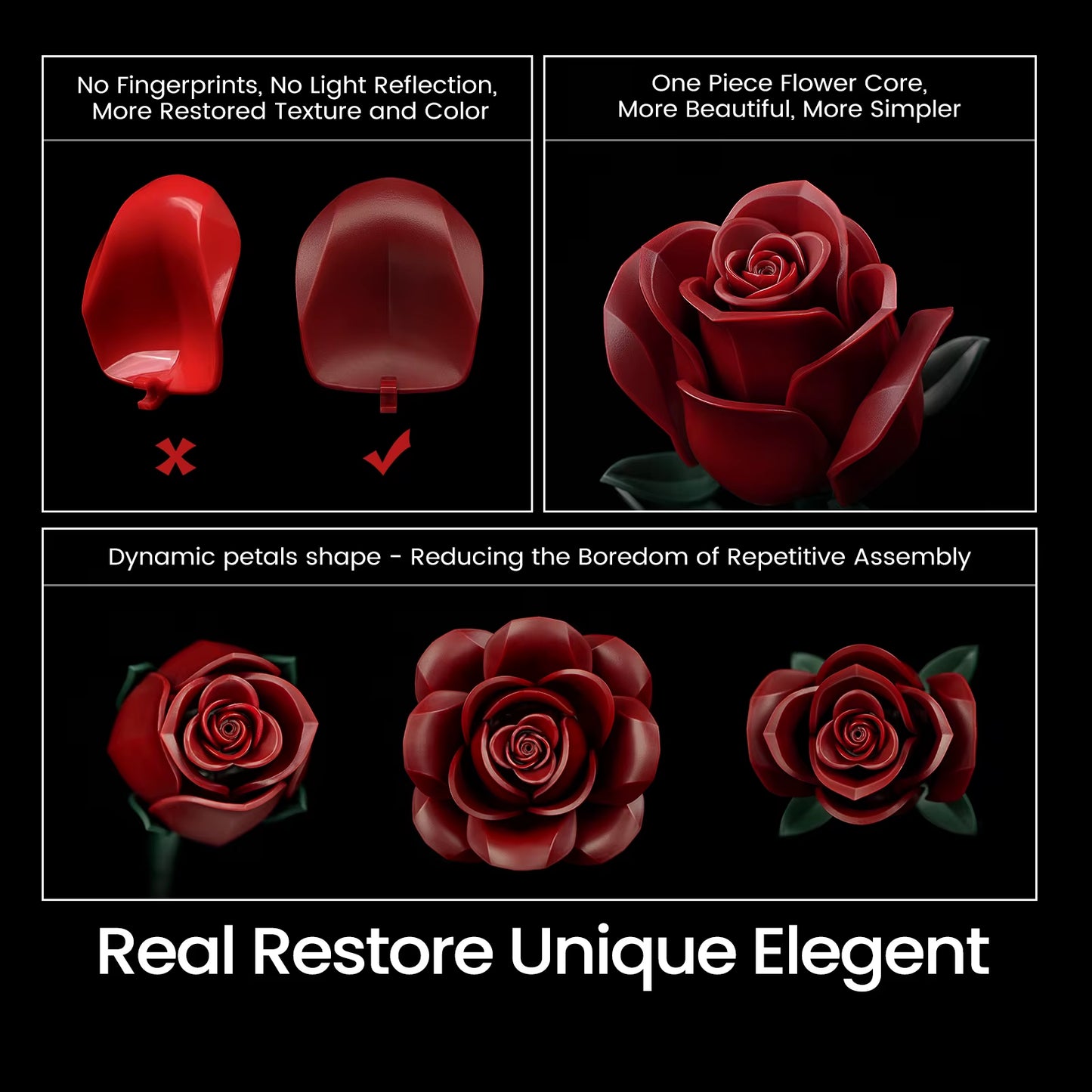 Roses Bouquet Building Blocks Set Artificial Flowers Home Decor Wedding Floral Bricks Toys Christmas Valentines Gift for Adults