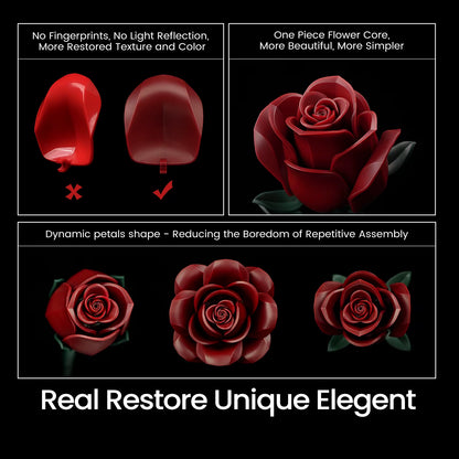 Roses Bouquet Building Blocks Set Artificial Flowers Home Decor Wedding Floral Bricks Toys Christmas Valentines Gift for Adults
