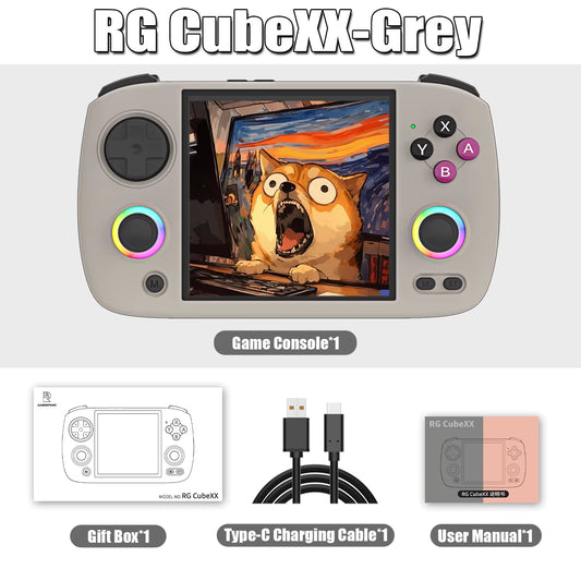 RG Cubexx Retro Handheld Game Console 3.95 Inch IPS Screen Linux System Built-In 64G TF Card 5056 Games Support HD Out