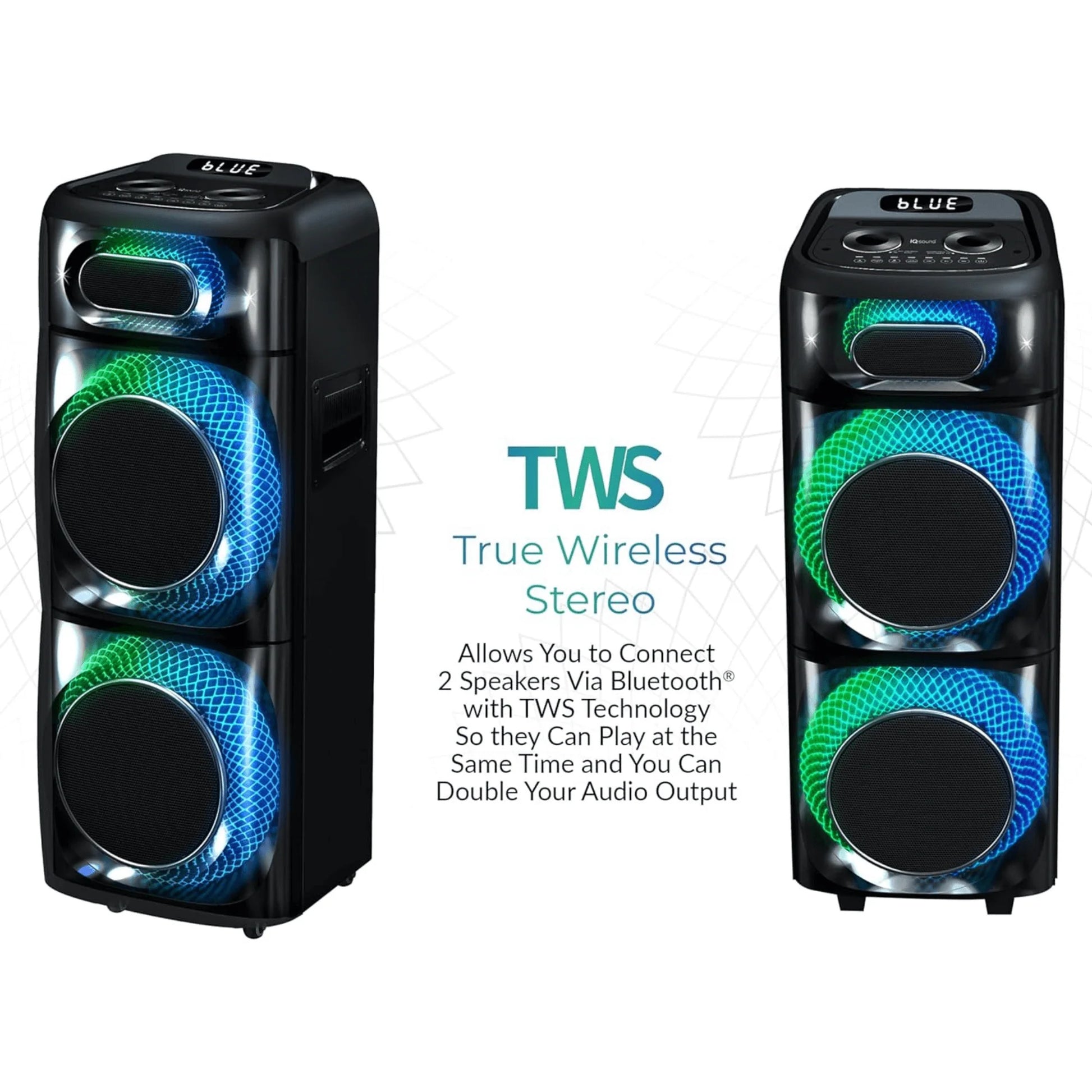 IQ Sound Torusflex 2X10-Inch Portable Bluetooth DJ Speaker