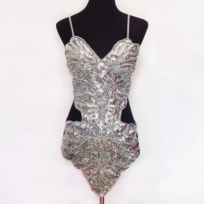 All Sequins Dance Costume Flashy Hip Wrap Performance Wear Women Dress Striped Midi Dress Sexy Dresses for Women Party Casual