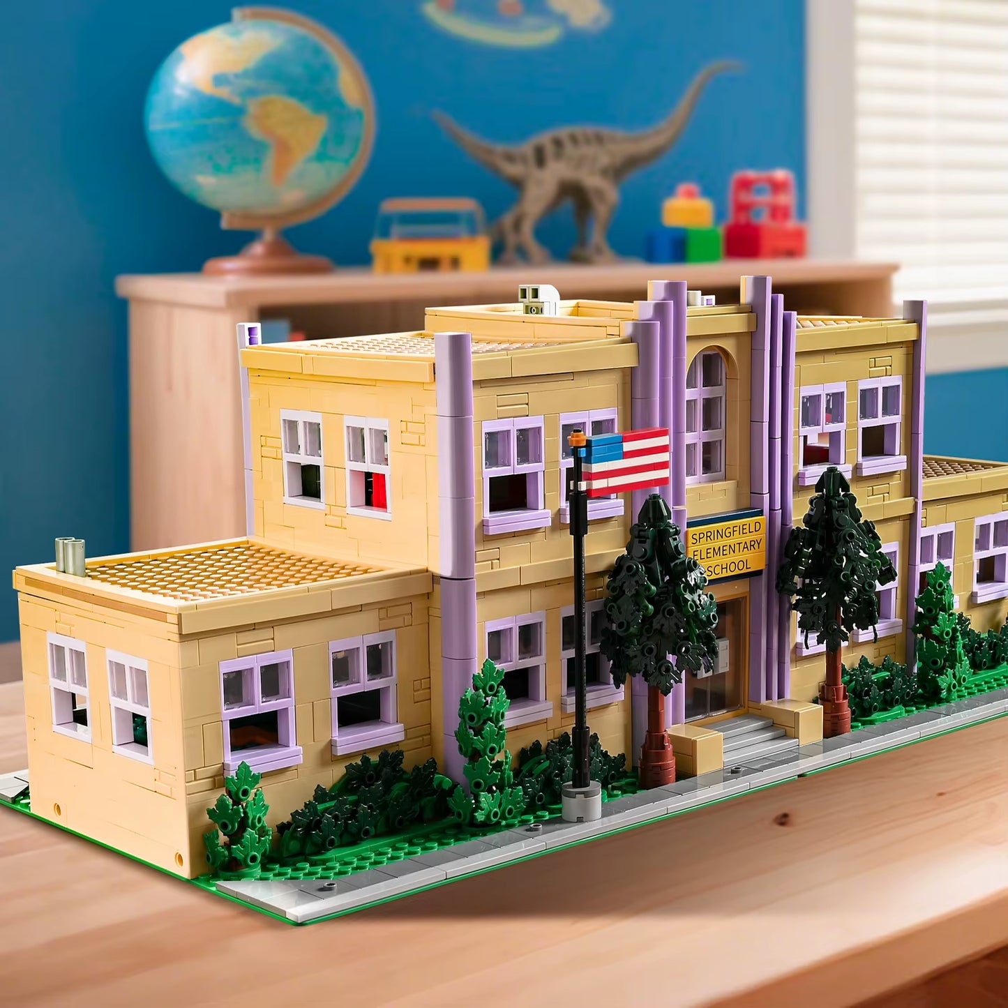 3500PCS Springfield Elementary School Building Blocks Idea Anime Street View Modular Architecture Brick Model Toy Christmas Gift