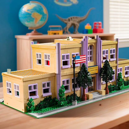 3500PCS Springfield Elementary School Building Blocks Idea Anime Street View Modular Architecture Brick Model Toy Christmas Gift