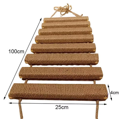 Wall-Mounted Cat Climbing Shelf with Four-Step Stairway and Sisal Scratching Post for Enhanced Pet Play and Comfort