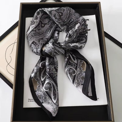 2025 New Fashion 70X70Cmprinted Women'S Scarf Pashmina Silk Scarf Square Shawl Decorative Headband Neck Luxury Design Bandana