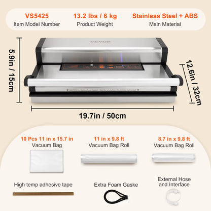 Commercial Vacuum Sealer Machine Multifunction Automatic Food Packaging with Bag Roll Storage Cutter for Home Kitchen