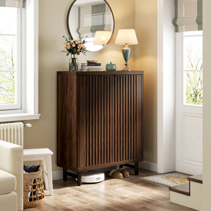 Tribesigns 6-Tier Wooden Shoe Cabinet with Louvered Doors and Adjustable Shelves