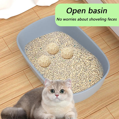 Cat Litter Box Thickening Kitty Sandbox Semi-Enclosed High Side Splashproof Pet Bedpans with Litter Scoop Cleaning Cat Supplies