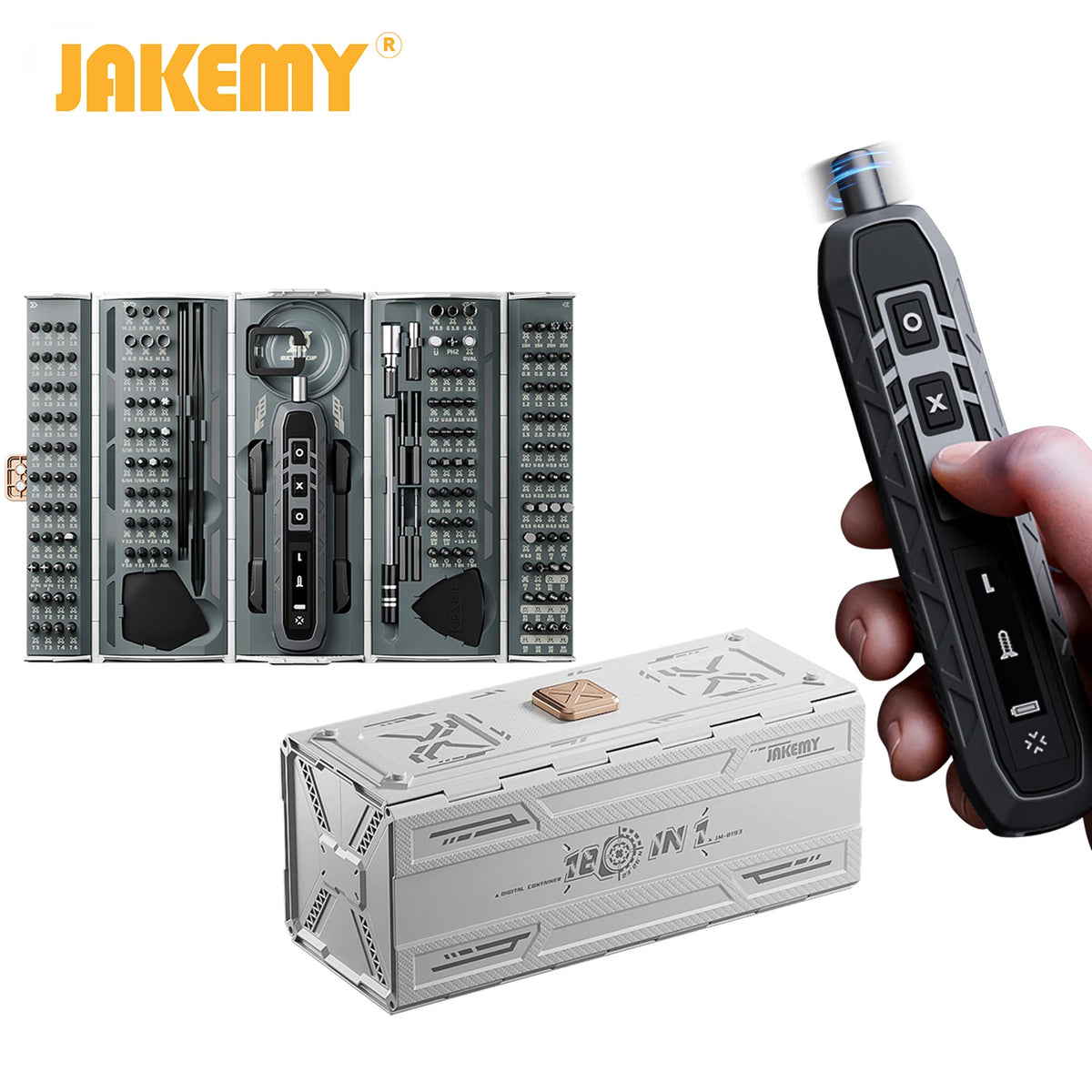 JAKEMY 180-in-1 Precision Screwdriver Set with Magnetic Bits - Available in Electric or Manual Options for Laptop, Phone, and Glasses Repair