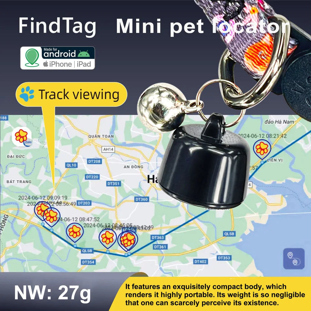 Mini Pets Global Locator Compatible with Android ISO System for Birds and Dogs and Cats View 3 Days of Movement GPS Tracker