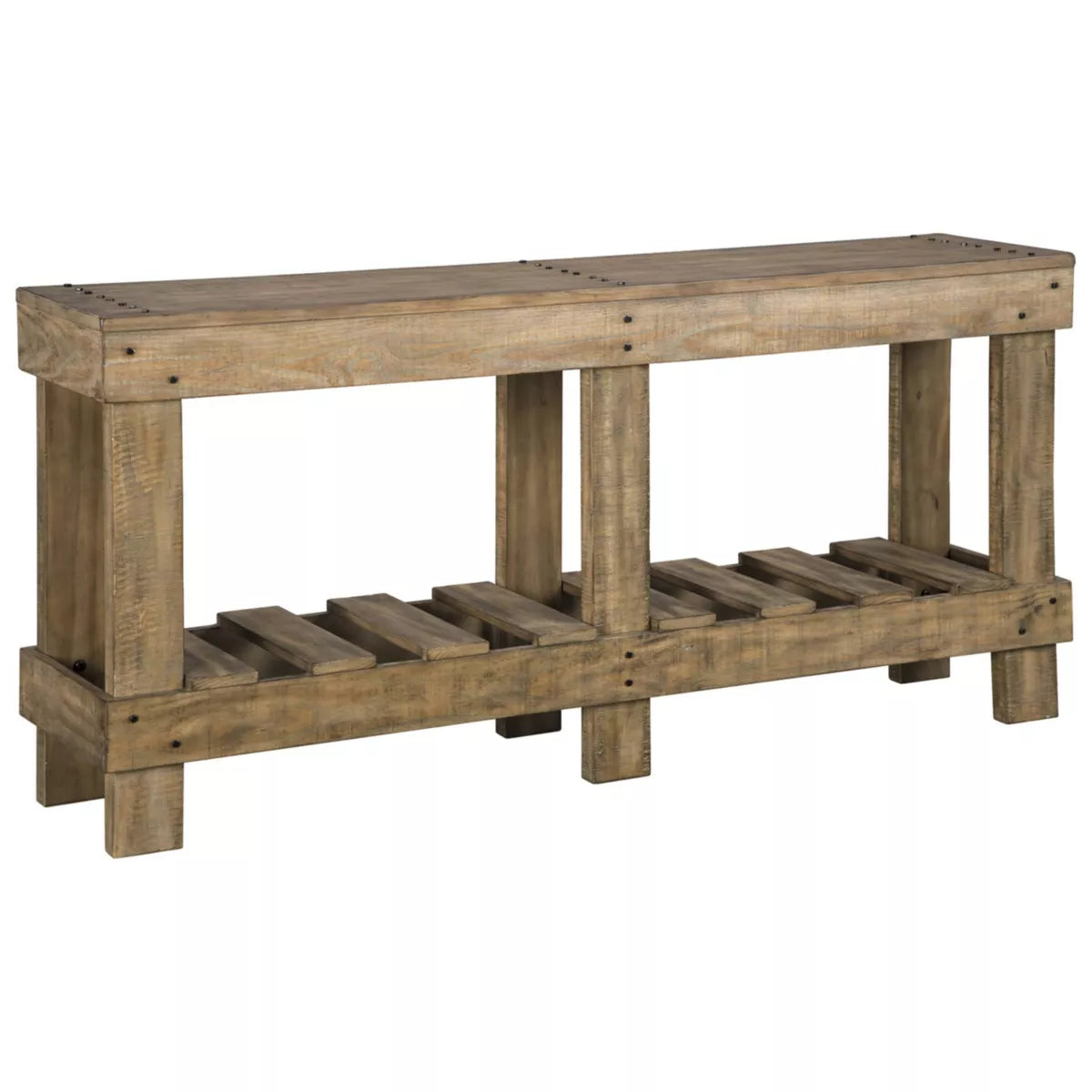 Susandeer Sofa and Console Table Brown - Modern Entryway, Open Shelf Storage