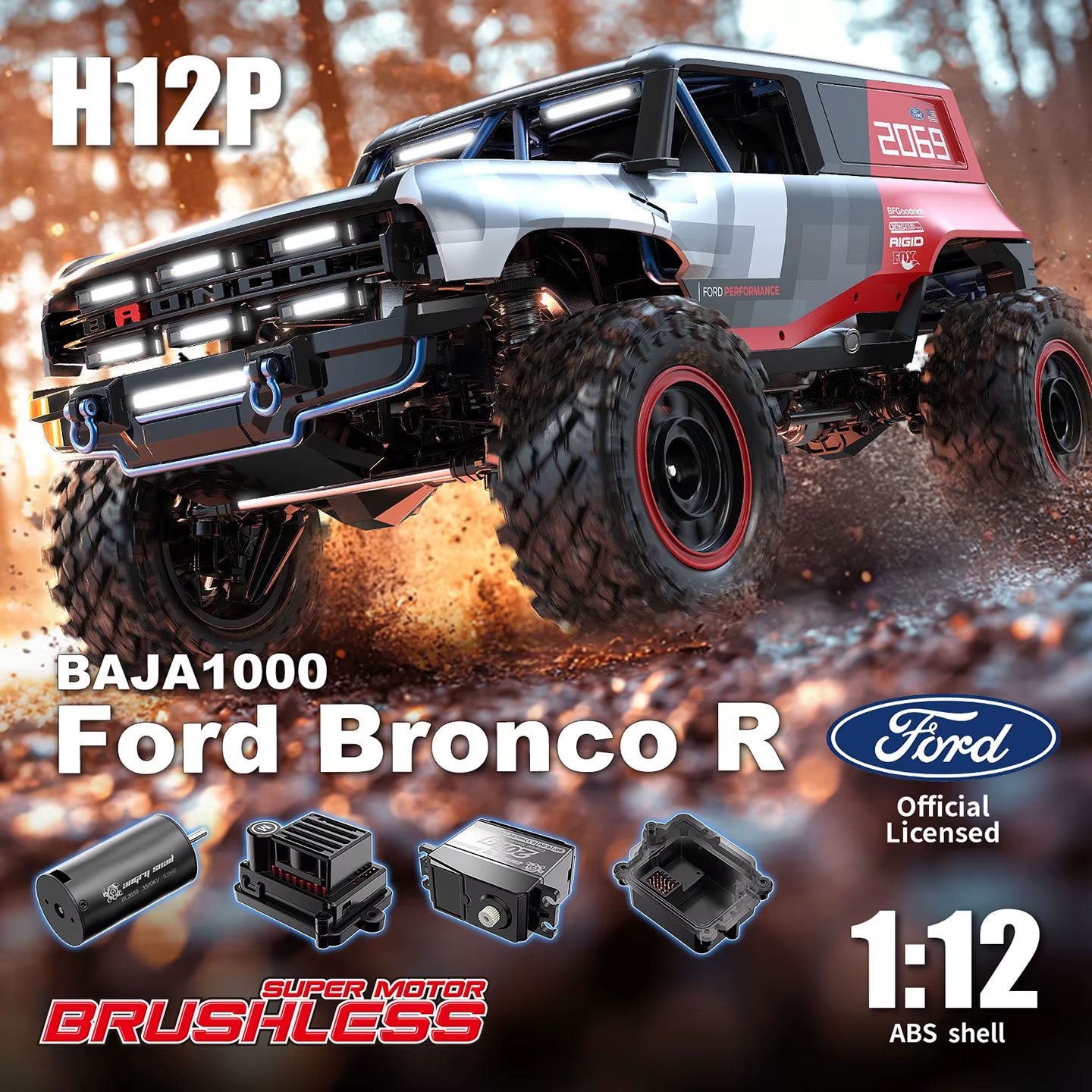 HYPER GO MJX H12P Ford 1/12 High Speed 4WD Climbing Car RC Remote Control Car Sensation Brushless off Road Vehicle Toy