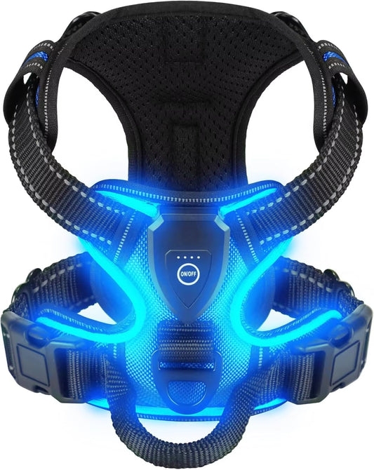 Illuminate Your Dog's Safety: Rechargeable LED Glowing Harness with Three Light Modes for Nighttime Walks