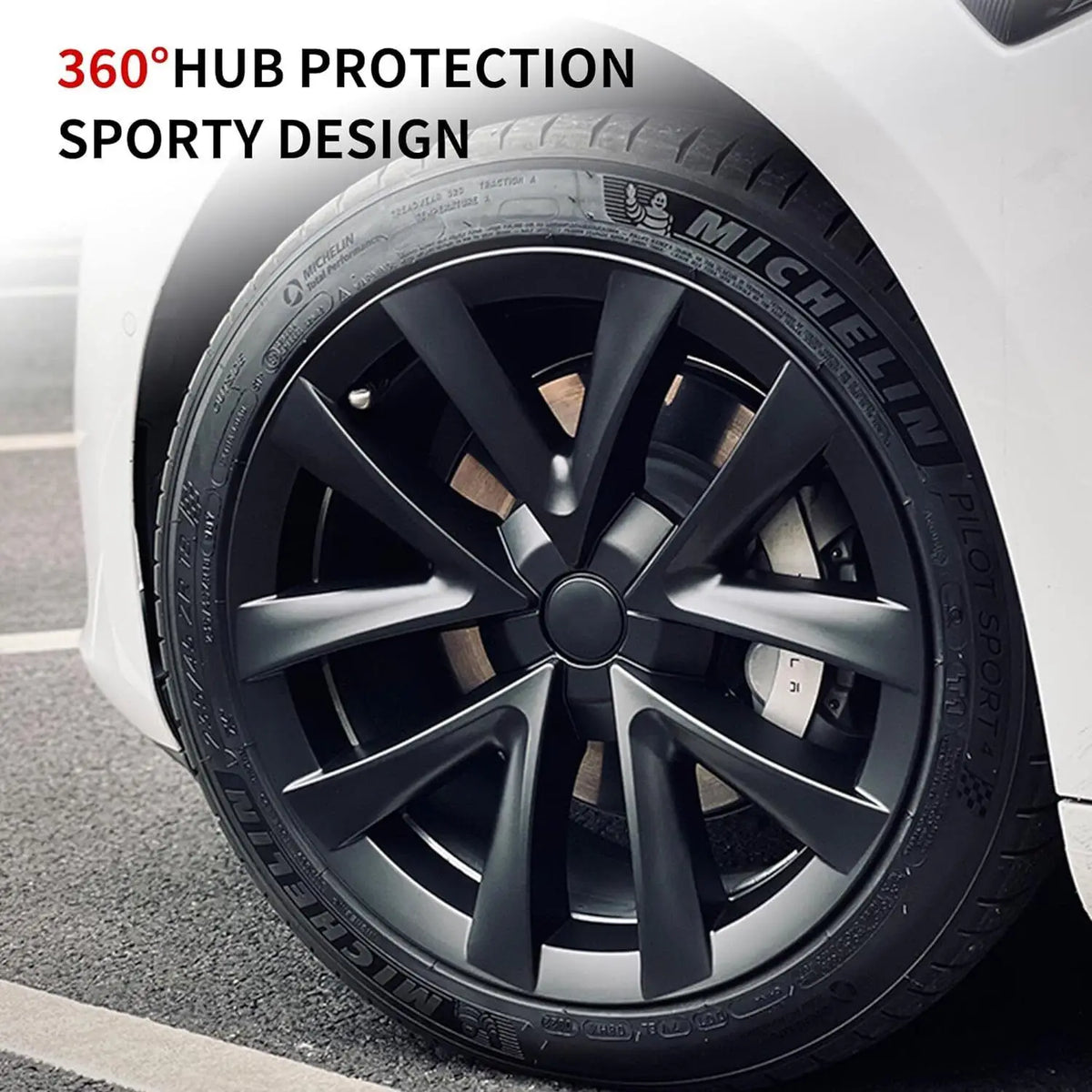 4-Piece Hub Cap Set for Tesla Model 3 - 18 Inch Wheel Cap Replacement and Full Rim Cover Accessories (2018-2023)