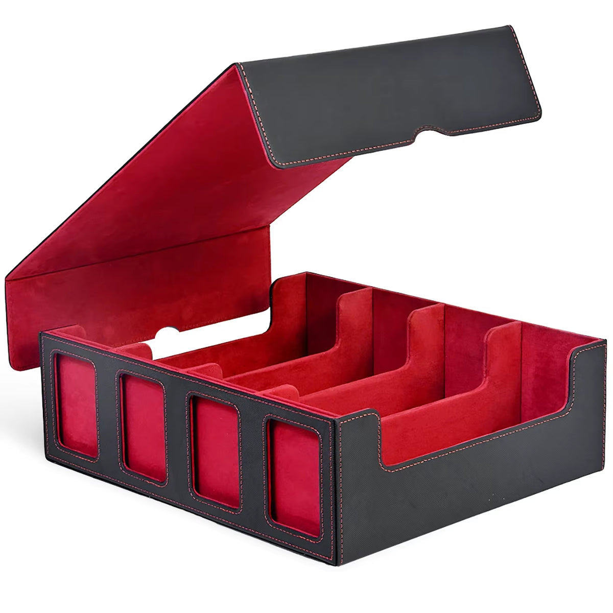 Professional Trading Card Storage Box with Display; 4-Row Deck Case Featuring Removable Lid; Accommodates Over 2400 Cards; Compatible with Magic TCG, PTCG, and Sports Cards