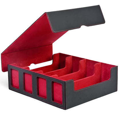 Professional Trading Card Storage Box with Display; 4-Row Deck Case Featuring Removable Lid; Accommodates Over 2400 Cards; Compatible with Magic TCG, PTCG, and Sports Cards