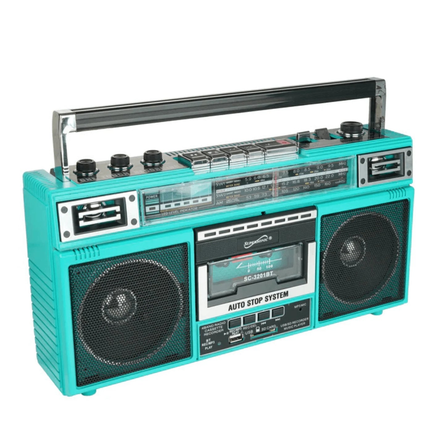 Supersonic 4 Band Bluetooth Radio & Cassette Player + Cassette to Mp3 Converter