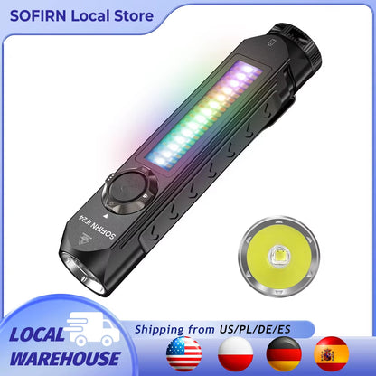 IF24 RGB Light SST40 2000Lm Powerful LED Flashlight 5V 2A 18650 USB C Rechargeable Torch IP66 Waterproof with Magnetic