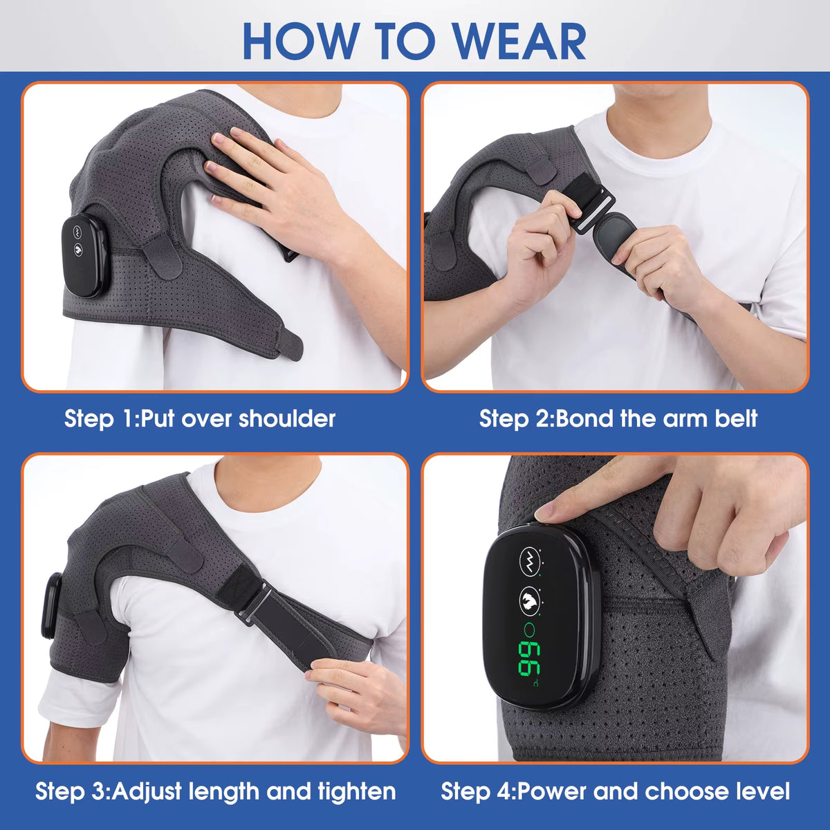 Electric Shoulder /Knee Massager Heating Pad Vibration Massage Support Belt Shoulder /Knee Thermal Brace