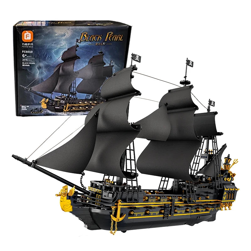 2076-Piece Pirate Ship Building Blocks Model - DIY Assembly Educational Sailboat Ornament for Kids and Adults