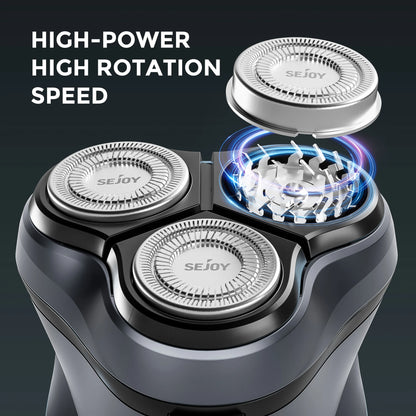 Sejoy 3D Floating Rechargeable Electric Shaver for Men with Integrated Hair Trimmers