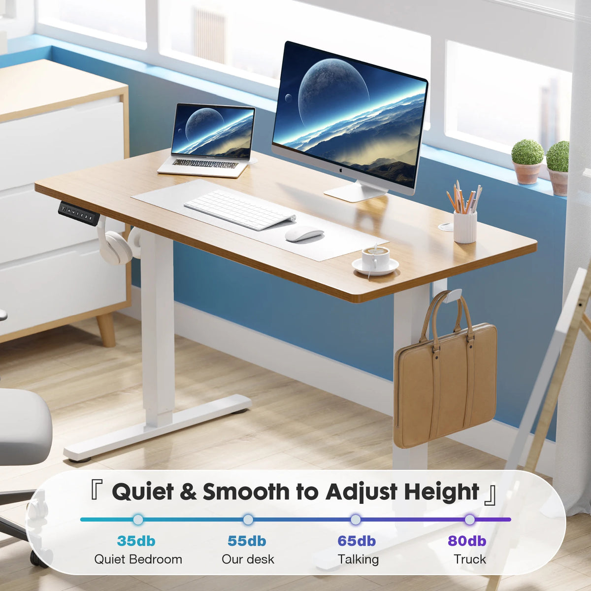 JHK Ergonomic Electric Height Adjustable Standing Desk, 40"x24" Sit-Stand Workstation