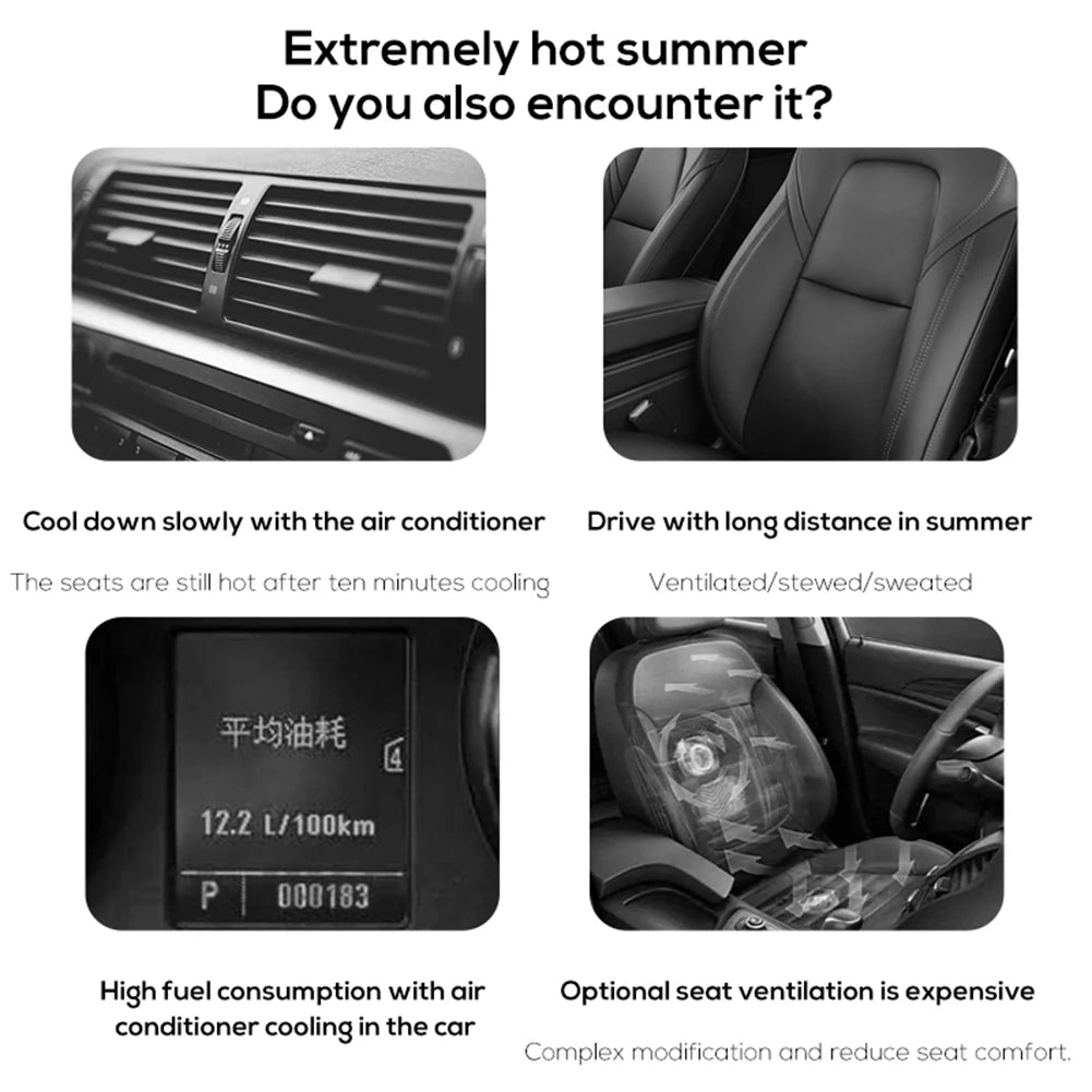 Adjustable USB-Powered Car Headrest Cooling Fan with 3 Speed Settings for Front and Rear Seat Passengers