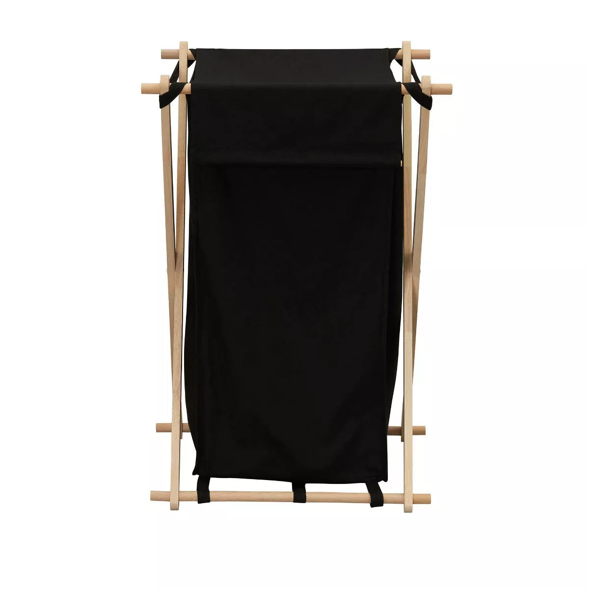 Wood X-Frame Laundry Hamper in Black with Liner - Collapsible Sorter, 139.72L Capacity