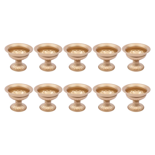 Set of 10 Vintage Gold Iron Centerpiece Vases for Weddings, Parties, and Home Decor